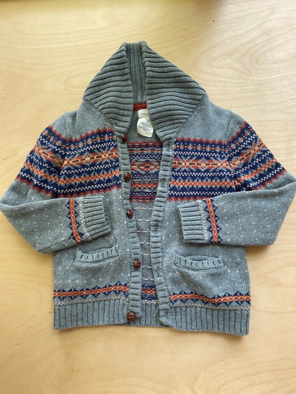 Adorable Rorie Whelan Gray Toggle Fair Isle Cardigan